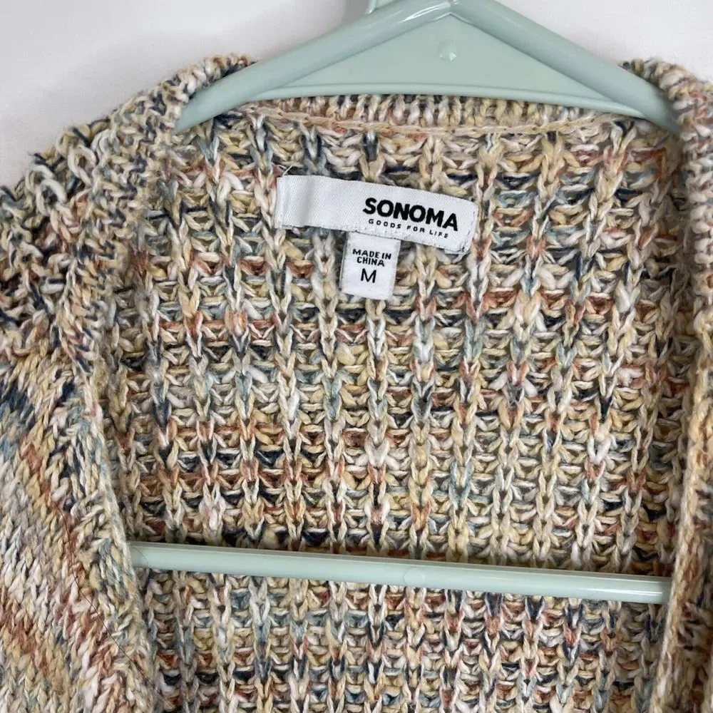 Sonoma Womens Open Front‎ Cardigan Size M Sleeveless Boho Chunky Knit - Picture 2 of 5